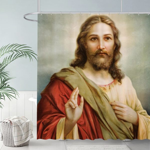ZapMerch Bible Shower Curtain, Bible Bathroom Decor, Fabric Durable Easy Care Washable, 72"X72"(Hooks Not Included) SC00333-002