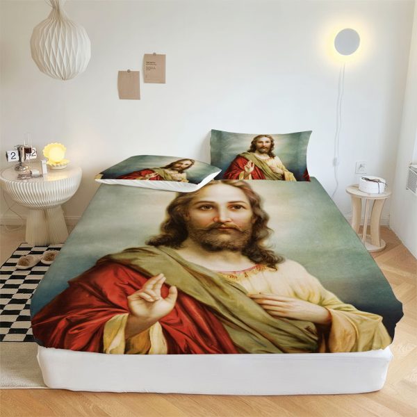 ZapMerch Bible Fitted Sheet Bible Bed Sheets Bedding Set Deep Pockets Up To 16" Bedroom Decor SC00333-006