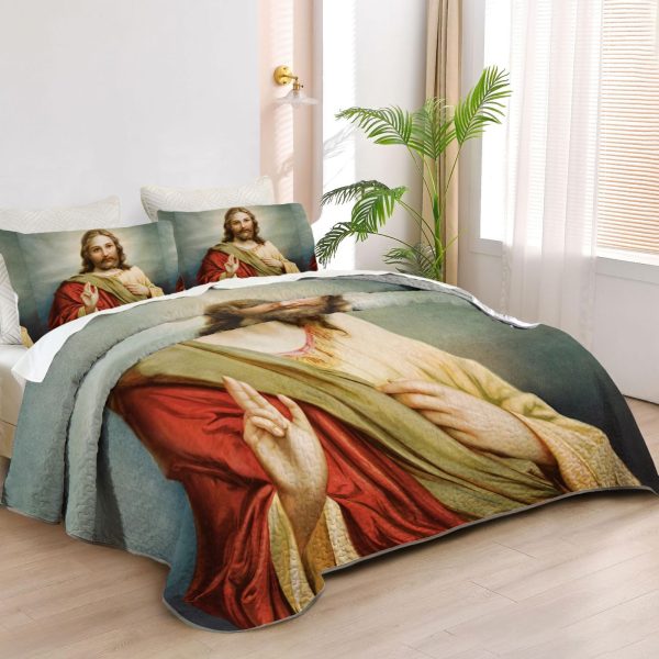ZapMerch Bible Quilt Bedspreads Bible Bed Set Bedding Coverlet Fabric Washable SC00333-007