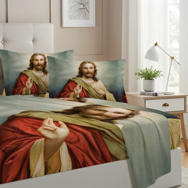 ZapMerch Twin Size Bible Fitted Sheet Bible Bed Flat Sheets Bedding Set Deep Pockets Up To 16" Bedroom Decor With 1 Pillow Sham SC00333-009