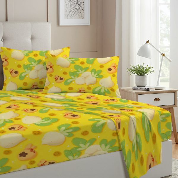 ZapMerch Twin Size Rural Life Game Fitted Sheet Video Game Bed Flat Sheets Bedding Set Deep Pockets Up To 16" Bedroom Decor With 1 Pillow Sham SC00335-009