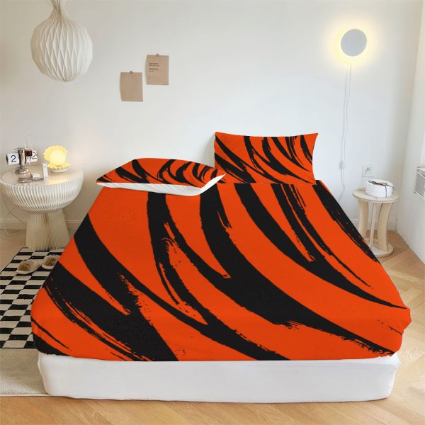 ZapMerch Cinciati Roa Fitted Sheet Tiger Stripes Bed Sheets Bedding Set Deep Pockets Up To 16" Bedroom Decor SC00357-006