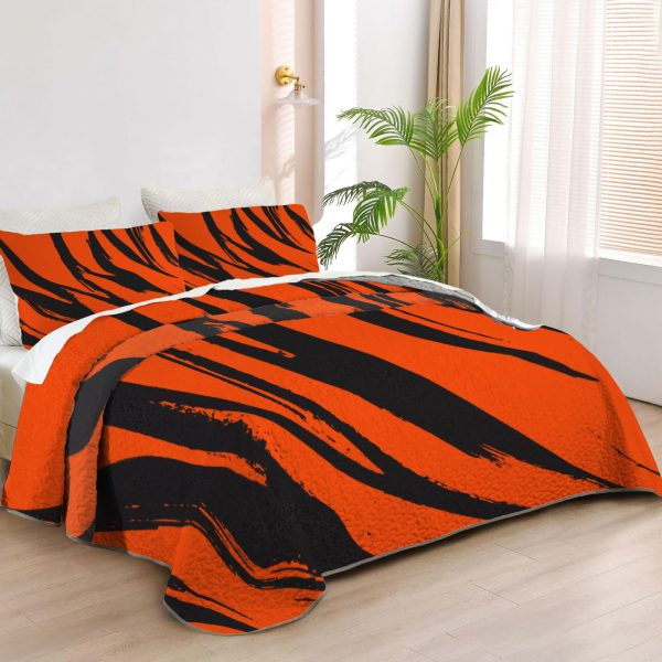 ZapMerch Cinciati Roa Quilt Bedspreads Tiger Stripes Bed Set Bedding Coverlet Fabric Washable SC00357-007