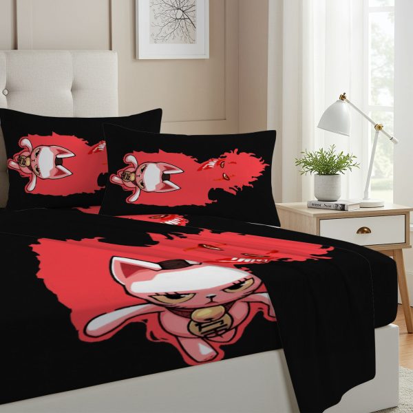 ZapMerch Twin Size Supernatural Showdown Fitted Sheet Japanese Manga Bed Flat Sheets Bedding Set Deep Pockets Up To 16" Bedroom Decor With 1 Pillow Sham SC00365-009
