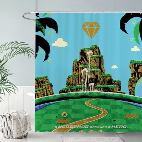 ZapMerch Blue Hedgehog Shower Curtain, High-Speed Adventure Bathroom Decor, Waterproof Fabric Durable Easy Care Washable, 72"X72"(Hooks Not Included) SC00366-002