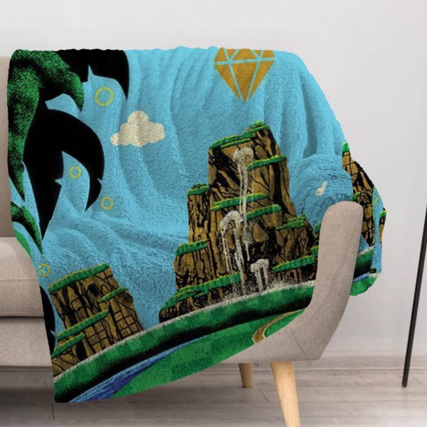 ZapMerch Blue Hedgehog Blanket High-Speed Adventure Throw Blankets Couch Bed Living Room Decor Soft Durable Washable 57" X 50" SC00366-004