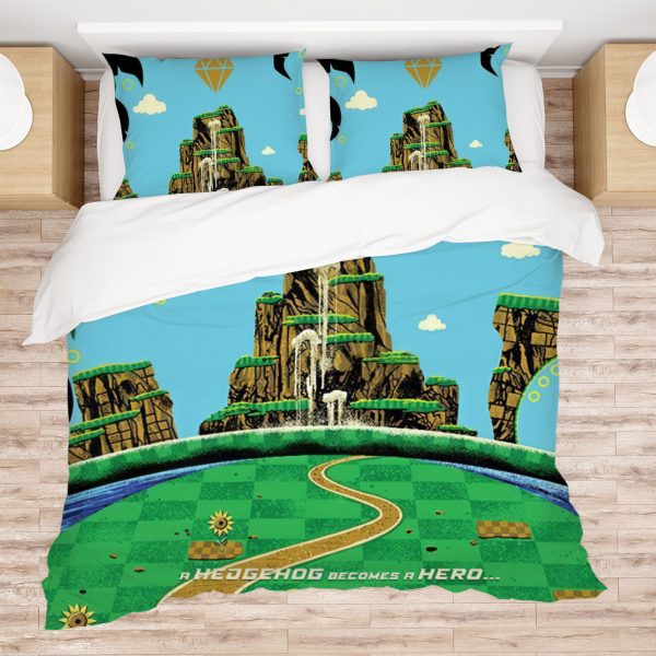 ZapMerch Blue Hedgehog Comforter Set High-Speed Adventure Bed Bedding Sets Bedroom Decor SC00366-005