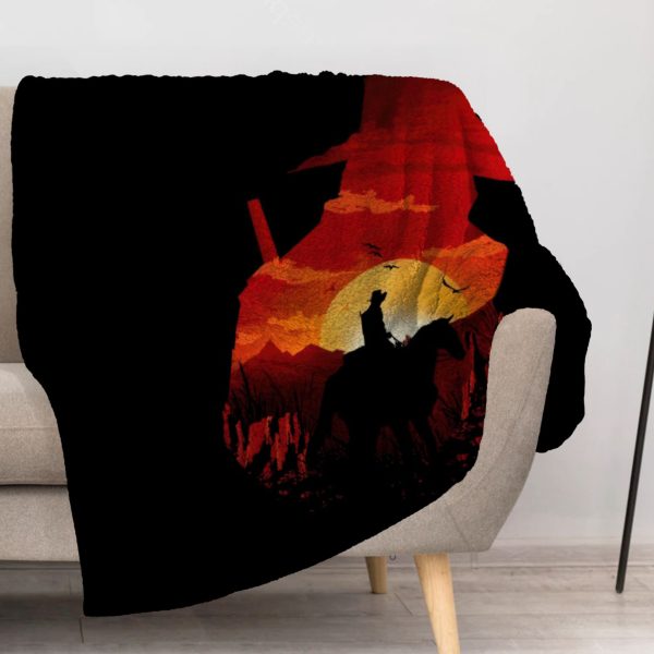 ZapMerch Wild West Odyssey Blanket Gunslinger'S Journey Throw Blankets Couch Bed Living Room Decor Soft Durable Washable 57" X 50" SC00370-004