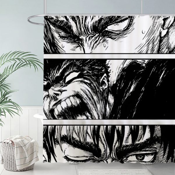ZapMerch The Black Swordsman Shower Curtain, Japanese Manga Bathroom Decor, Waterproof Fabric Durable Easy Care Washable, 72"X72"(Hooks Not Included)