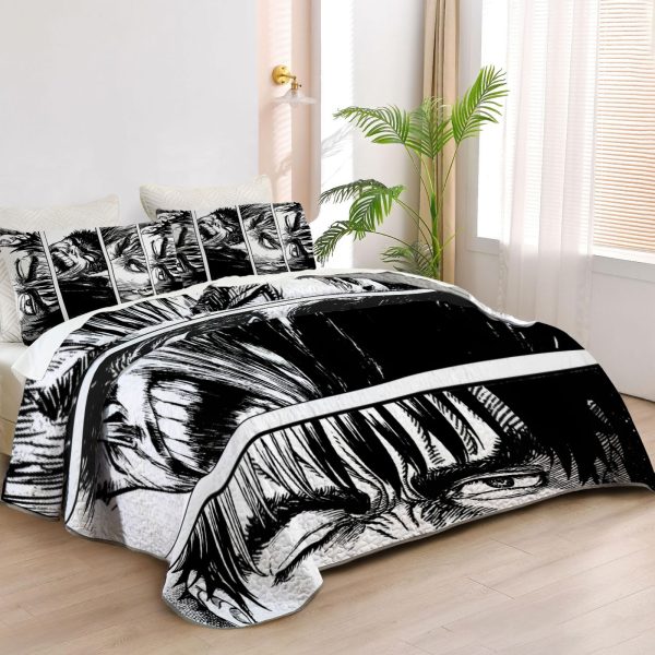 ZapMerch The Black Swordsman Quilt Bedspreads Japanese Manga Bed Set Bedding Coverlet Fabric Washable SC00373-007