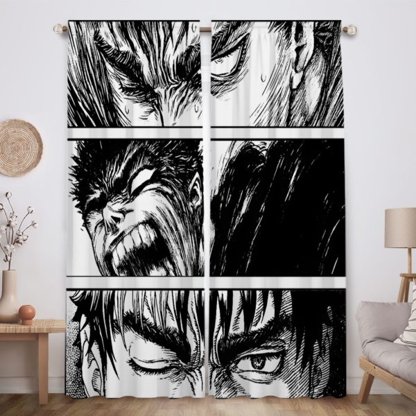 ZapMerch The Black Swordsman Window Curtains Japanese Manga Drapes Bedroom Home Room Decor Durable Fabric Machine Washable 82" X 84" SC00373-013