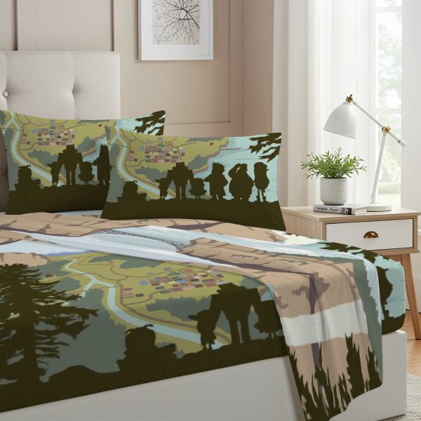 ZapMerch Twin Size Mystery And Adventure Fitted Sheet Anime Bed Flat Sheets Bedding Set Deep Pockets Up To 16" Bedroom Decor With 1 Pillow Sham SC00383-009