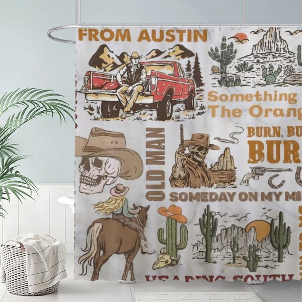 ZapMerch Rustic Rhythms Shower Curtain, Singer-Songwriter Bathroom Decor, Waterproof Fabric Durable Easy Care Washable, 72"X72"(Hooks Not Included) SC00390-002