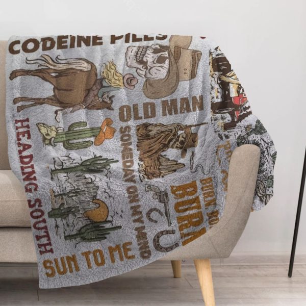 ZapMerch Rustic Rhythms Blanket Singer-Songwriter Throw Blankets Couch Bed Living Room Decor Soft Durable Washable 57" X 50" SC00390-004