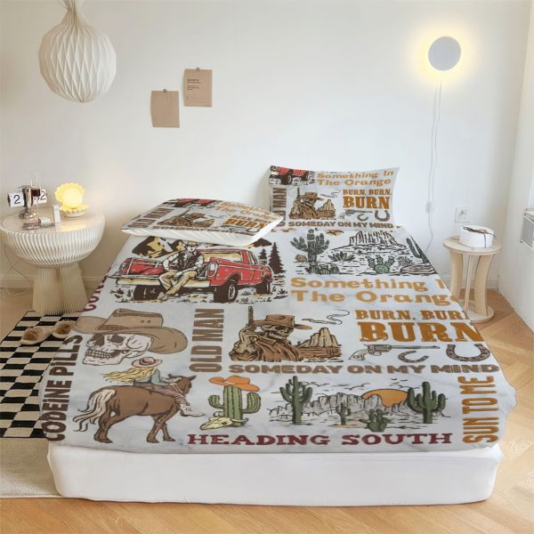 ZapMerch Rustic Rhythms Fitted Sheet Singer-Songwriter Bed Sheets Bedding Set Deep Pockets Up To 16" Bedroom Decor SC00390-006