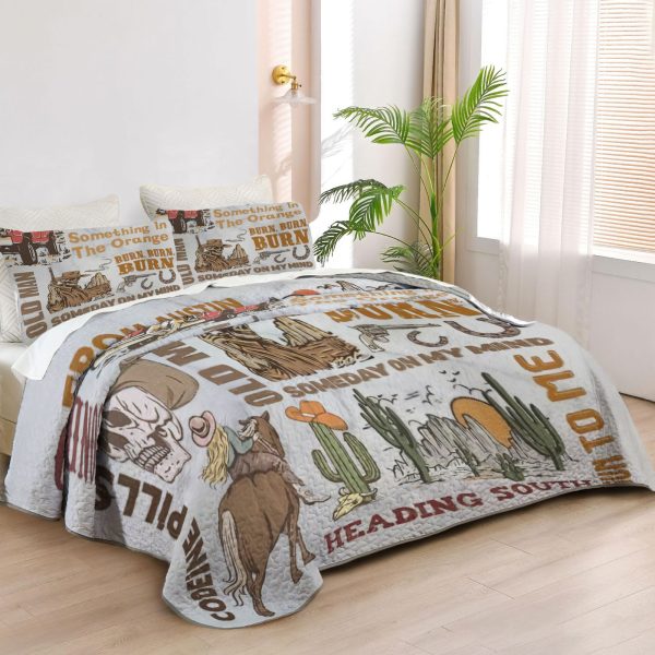 ZapMerch Rustic Rhythms Quilt Bedspreads Singer-Songwriter Bed Set Bedding Coverlet Fabric Washable SC00390-007