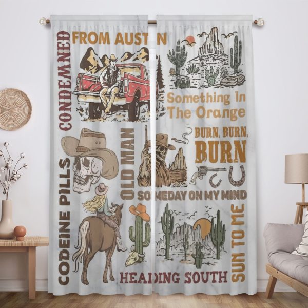 ZapMerch Rustic Rhythms Window Curtains Singer-Songwriter Drapes Bedroom Home Room Decor Durable Fabric Machine Washable 82" X 84" SC00390-013