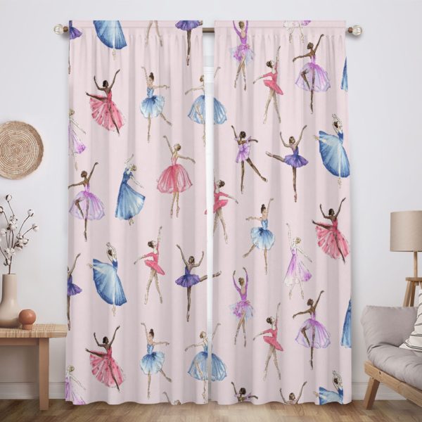 ZapMerch Dance Window Curtains Dance Drapes Bedroom Home Room Decor Durable Fabric Machine Washable 82" X 84" SC00392-013