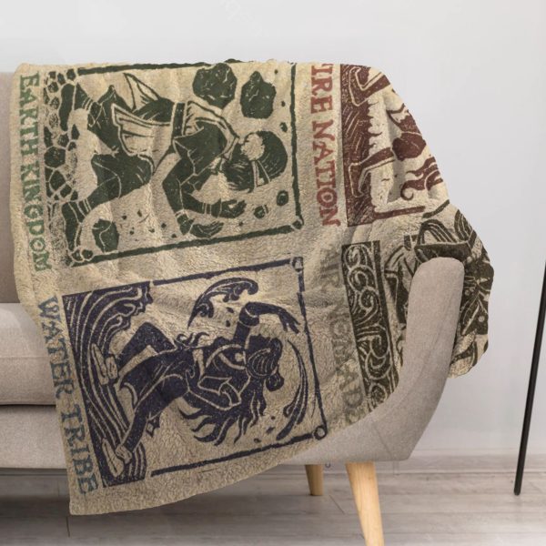 ZapMerch Elemental Masters Blanket Fantasy Adventure Throw Blankets Couch Bed Living Room Decor Soft Durable Washable 57" X 50" SC00395-004