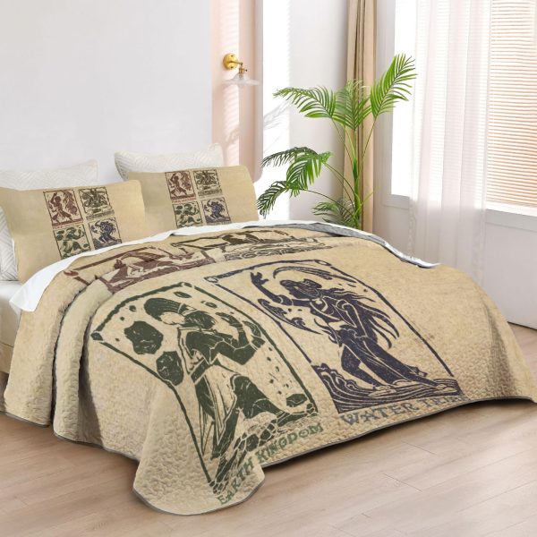 ZapMerch Elemental Masters Quilt Bedspreads Fantasy Adventure Bed Set Bedding Coverlet Fabric Washable SC00395-007