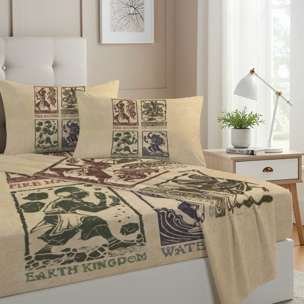 ZapMerch Twin Size Elemental Masters Fitted Sheet Fantasy Adventure Bed Flat Sheets Bedding Set Deep Pockets Up To 16" Bedroom Decor With 1 Pillow Sham SC00395-009