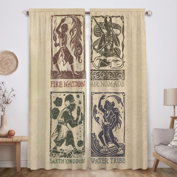 ZapMerch Elemental Masters Window Curtains Fantasy Adventure Drapes Bedroom Home Room Decor Durable Fabric Machine Washable 82" X 84" SC00395-013