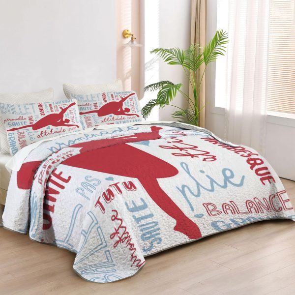 ZapMerch Dance Quilt Bedspreads Dance Bed Set Bedding Coverlet Fabric Washable SC00396-007