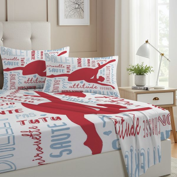 ZapMerch Twin Size Dance Fitted Sheet Dance Bed Flat Sheets Bedding Set Deep Pockets Up To 16" Bedroom Decor With 1 Pillow Sham SC00396-009