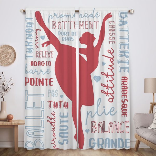 ZapMerch Dance Window Curtains Dance Drapes Bedroom Home Room Decor Durable Fabric Machine Washable 82" X 84" SC00396-013