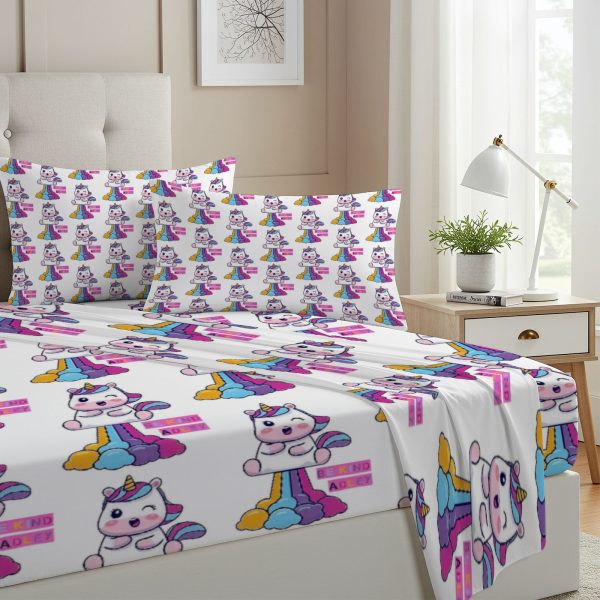 ZapMerch Twin Size Adventurous Adley Fitted Sheet Creative Kiddo Bed Flat Sheets Bedding Set Deep Pockets Up To 16" Bedroom Decor With 1 Pillow Sham SC00400-009