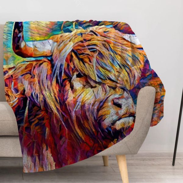 ZapMerch Highland Cow Blanket Highland Cow Throw Blankets Couch Bed Living Room Decor Soft Durable Washable 57" X 50" SC00406-004