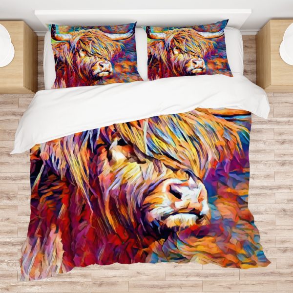 ZapMerch Highland Cow Comforter Set Highland Cow Bed Bedding Sets Bedroom Decor SC00406-005
