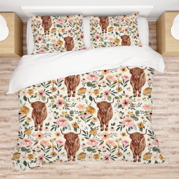 ZapMerch Highland Cow Comforter Set Highland Cow Bed Bedding Sets Bedroom Decor SC00407-005