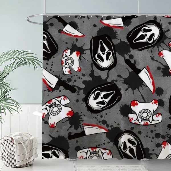 ZapMerch Fright Call Shower Curtain, Horror Film Bathroom Decor, Waterproof Fabric Durable Easy Care Washable, 72"X72"(Hooks Not Included) SC00412-002