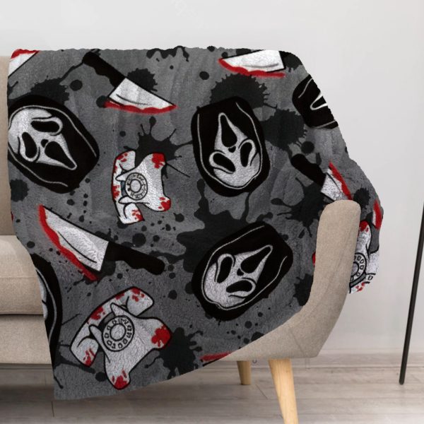 ZapMerch Fright Call Blanket Horror Film Throw Blankets Couch Bed Living Room Decor Soft Durable Washable 57" X 50" SC00412-004