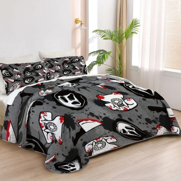 ZapMerch Fright Call Quilt Bedspreads Horror Film Bed Set Bedding Coverlet Fabric Washable SC00412-007