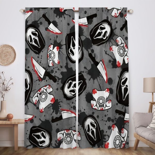 ZapMerch Fright Call Window Curtains Horror Film Drapes Bedroom Home Room Decor Durable Fabric Machine Washable 82" X 84" SC00412-013