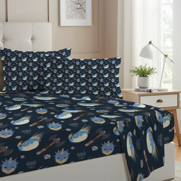 ZapMerch Twin Size Dragon Academy Fitted Sheet Animated Film Bed Flat Sheets Bedding Set Deep Pockets Up To 16" Bedroom Decor With 1 Pillow Sham SC00416-009