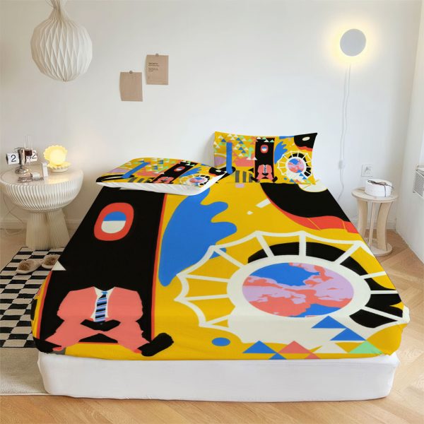 ZapMerch Chill Musician Fitted Sheet Soulful Lyricist Bed Sheets Bedding Set Deep Pockets Up To 16" Bedroom Decor SC00417-006