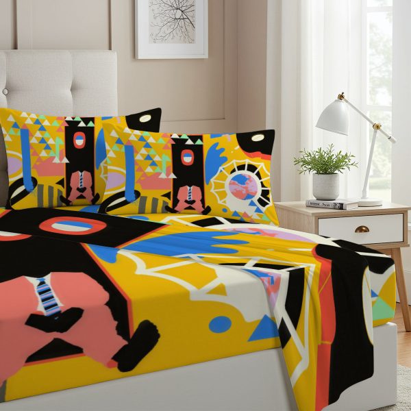 ZapMerch Twin Size Chill Musician Fitted Sheet Soulful Lyricist Bed Flat Sheets Bedding Set Deep Pockets Up To 16" Bedroom Decor With 1 Pillow Sham SC00417-009