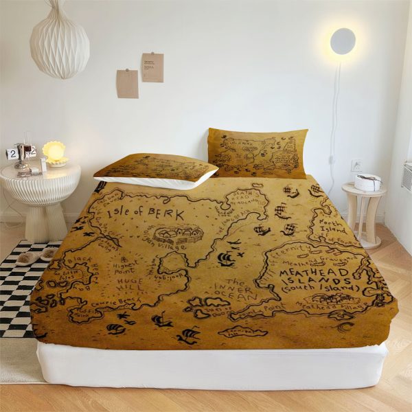 ZapMerch Dragon Academy Fitted Sheet Animated Film Bed Sheets Bedding Set Deep Pockets Up To 16" Bedroom Decor SC00420-006