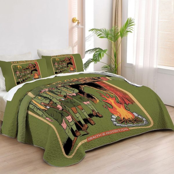ZapMerch Camping Quilt Bedspreads Camping Bed Set Bedding Coverlet Fabric Washable SC00423-007