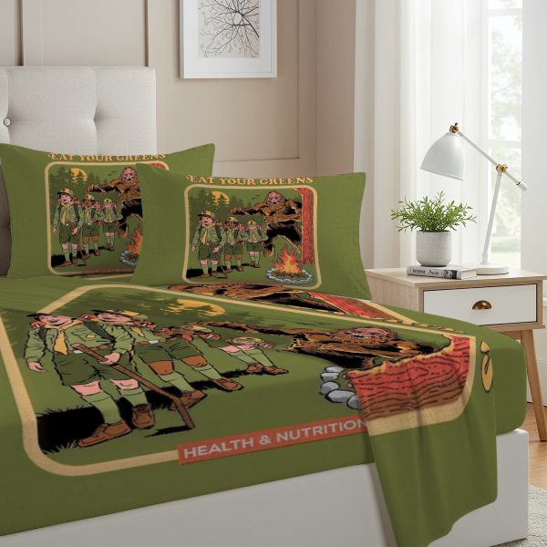 ZapMerch Twin Size Camping Fitted Sheet Camping Bed Flat Sheets Bedding Set Deep Pockets Up To 16" Bedroom Decor With 1 Pillow Sham SC00423-009