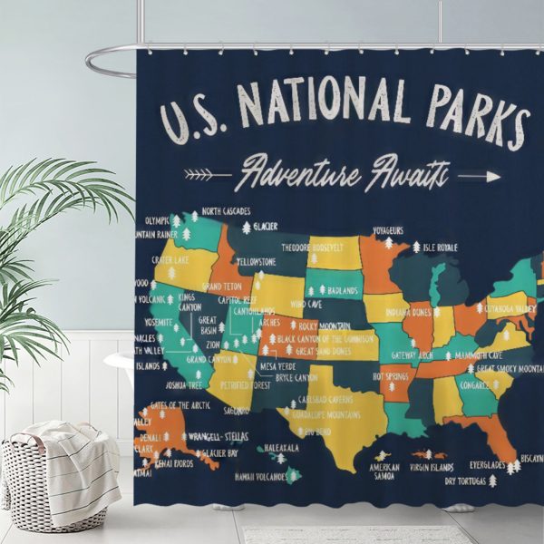 ZapMerch Camping Shower Curtain, Camping Bathroom Decor, Fabric Durable Easy Care Washable, 72"X72"(Hooks Not Included) SC00424-002