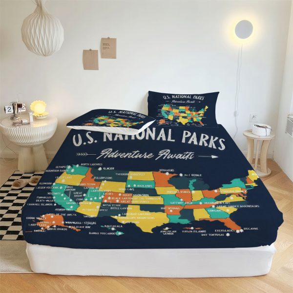 ZapMerch Camping Fitted Sheet Camping Bed Sheets Bedding Set Deep Pockets Up To 16" Bedroom Decor SC00424-006