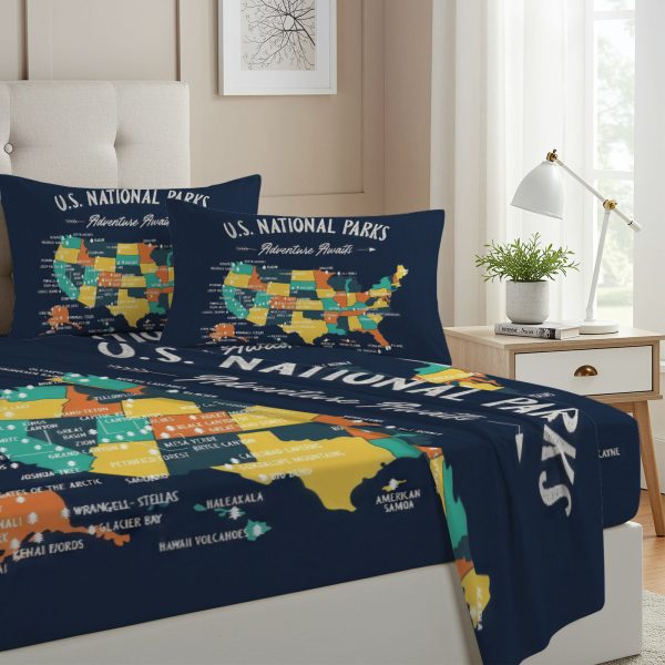 ZapMerch Twin Size Camping Fitted Sheet Camping Bed Flat Sheets Bedding Set Deep Pockets Up To 16" Bedroom Decor With 1 Pillow Sham SC00424-009