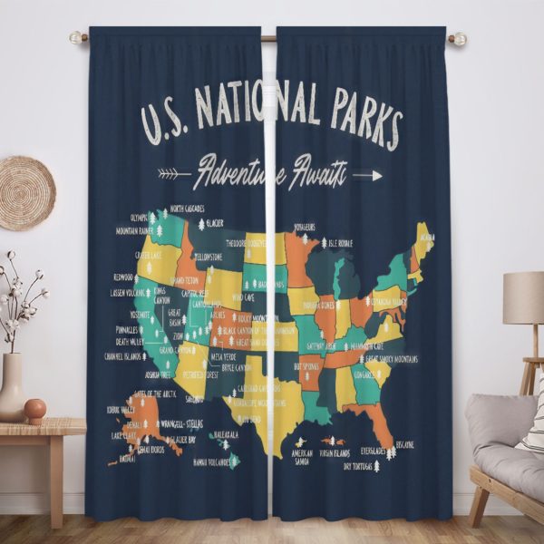 ZapMerch Camping Window Curtains Camping Drapes Bedroom Home Room Decor Durable Fabric Machine Washable 82" X 84" SC00424-013