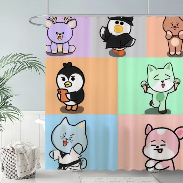 ZapMerch K-Pop Boy Band Shower Curtain, Star Chasers Bathroom Decor, Waterproof Fabric Durable Easy Care Washable, 72"X72"(Hooks Not Included) SC00426-002