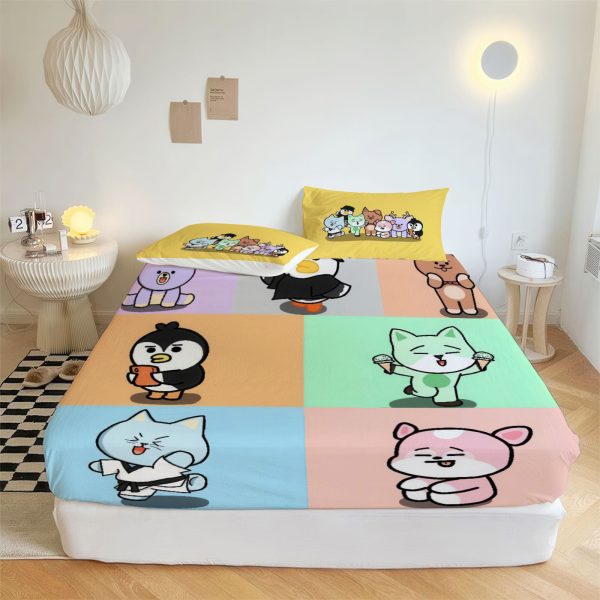 ZapMerch K-Pop Boy Band Fitted Sheet Star Chasers Bed Sheets Bedding Set Deep Pockets Up To 16" Bedroom Decor SC00426-006