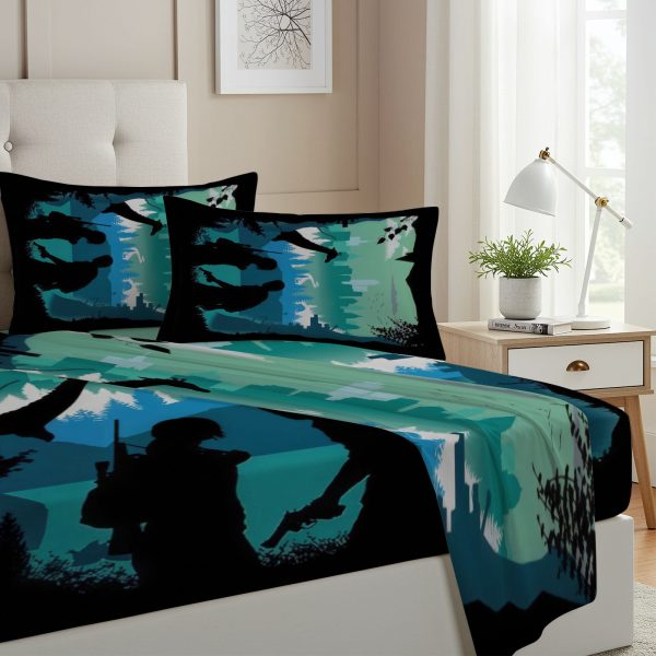ZapMerch Twin Size Infected Journey Fitted Sheet Video Game Bed Flat Sheets Bedding Set Deep Pockets Up To 16" Bedroom Decor With 1 Pillow Sham SC00429-009
